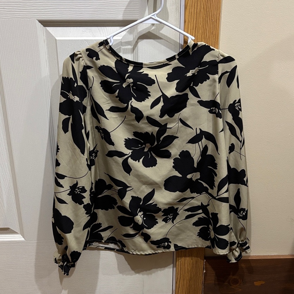 Floral Black and Cream Women's Top